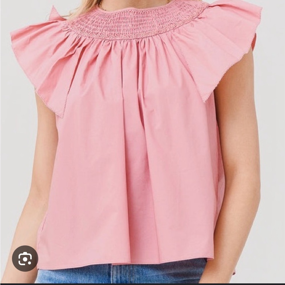 Hunter Bell Soft Pink Ruffle Blouse